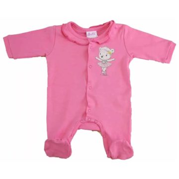   Pamut hosszú ujjú elöl patentos rugdalózó Balerina mintával (68) 