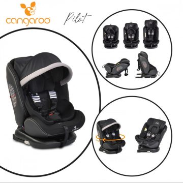   Cangaroo Pilot 0-36 kg ISOFIX biztonsági autósülés 360° fokban elfordítható - fekete