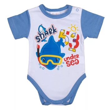 Rövid ujjú baba body Cápás mintával f/kék (74)