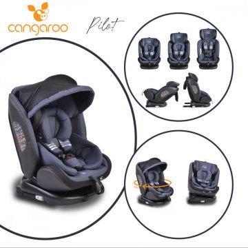   Cangaroo Pilot 0-36 kg ISOFIX biztonsági autósülés 360° fokban elfordítható - farmerkék