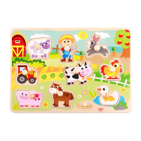 Tooky Toy Fa formaillesztős puzzle - Farm állatok