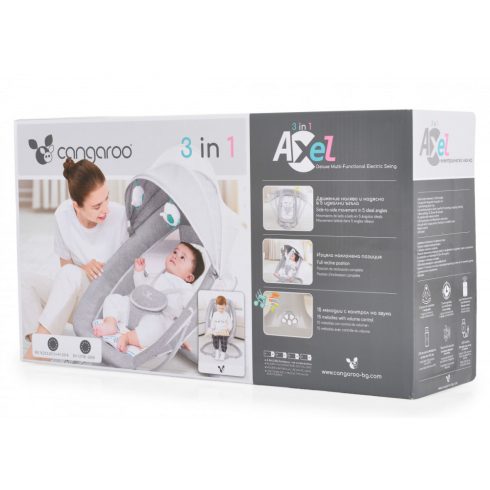 Cangaroo Axel 2 in1 elektromos hinta és pihenőszék - szürke/rózsaszín 
