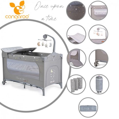 Cangaroo Once upon a time 3 multifunkciós utazóágy - szürke 