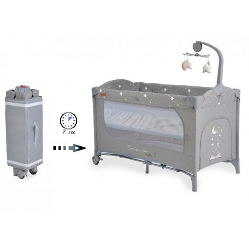 Cangaroo Once upon a time 3 multifunkciós utazóágy - szürke 