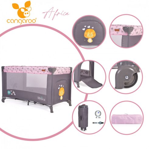 Cangaroo Africa 1 szintes utazóágy - rózsaszín