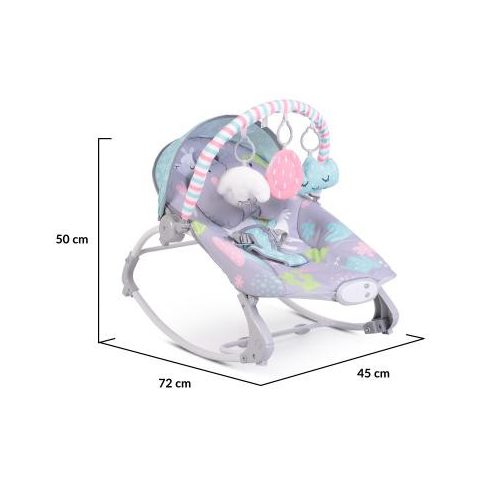 Moni Llama rezgő-zenélő pihenőszék - szürke/rózsaszín 