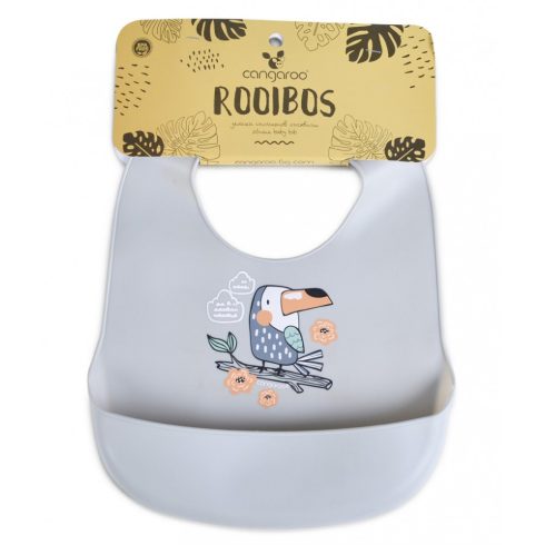 Cangaroo ROOIBOS szilikon előke zsebbel - szürke madár 