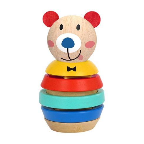 Tooky Toy Fa játék toronyépítő 11db-os Macis