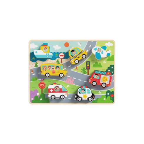 Tooky Toy Fa formaillesztős puzzle - Közlekedés