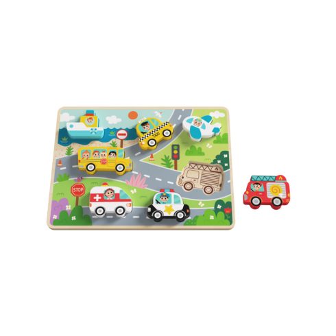 Tooky Toy Fa formaillesztős puzzle - Közlekedés