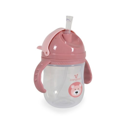 Cangaroo Training Cup with Straw Berry szívószálas pohár 240 ml 6hó+  rózsaszín 