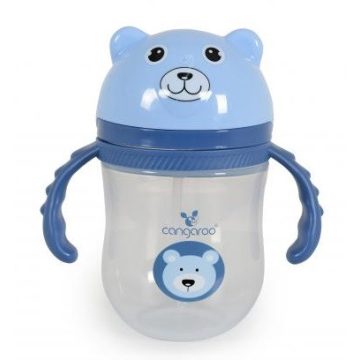   Cangaroo Training Cup with Straw Berry szívószálas pohár 240 ml 6hó+  kék