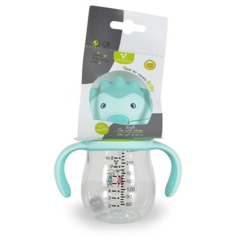 Cangaroo Cup with Straw szívószálas pohár 250 ml 6hó+  türkiz 