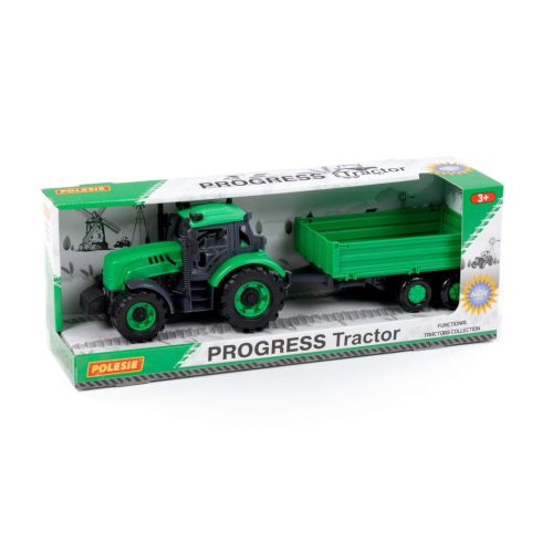Polesie Toys Traktor Progress utánfutóval - Zöld