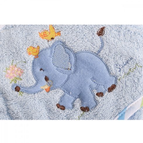 Cangaroo Manny kapucnis törölköző 76x76 cm - kék elefánt 