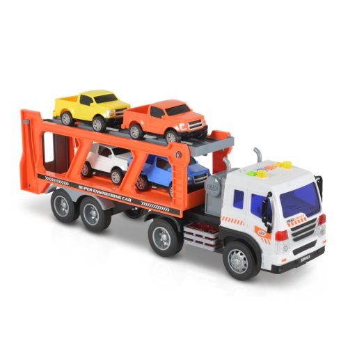 Autószállító hanggal és fénnyel 4 kisautóval