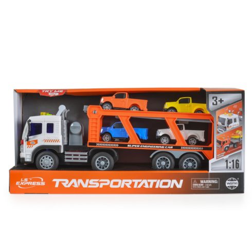 Autószállító hanggal és fénnyel 4 kisautóval