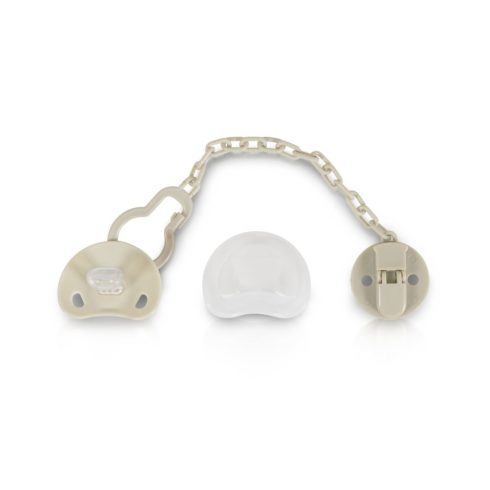 Cangaroo Star szilikon játszócumi cumi + cumitartó lánc 0+ hó szürke