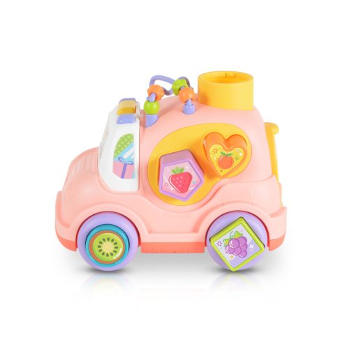 Huanger zenélő formabedobós műanyag kisautó - Rózsaszín 