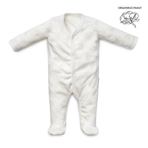 Kenguru Gold Hosszú ujjú Pamut Középen patentos Rugdalózó (62) -ekrü mintás