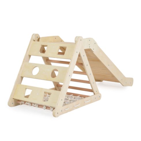 Moni Toys PIKLER 2in1 fa mászóka és csúszda Montessori 155*57cm - Natur 
