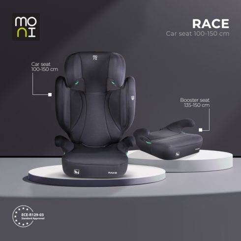 Moni Race biztonsági autósülés I-Size 100-150cm - szürke