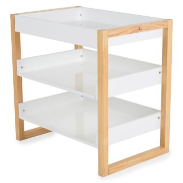 Cangaroo Timber pelenkázó állvány polccal - Fehér/Natur