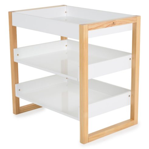 Cangaroo Timber pelenkázó állvány polccal - Fehér/Natur