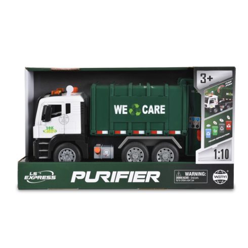 Szemétszállító autó hanggal és fénnyel - fehér/zöld