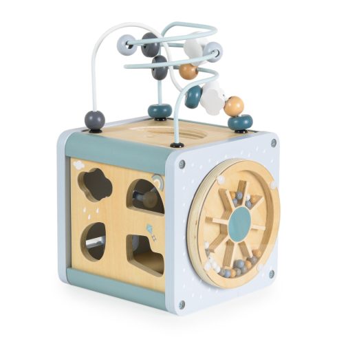 Moni Toys  fa activity kocka xilofonnal, drót pályával - kék