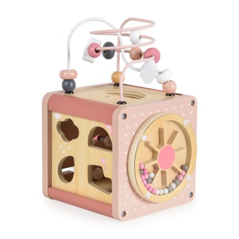 Moni Toys  fa activity kocka xilofonnal, drót pályával - rózsaszín 