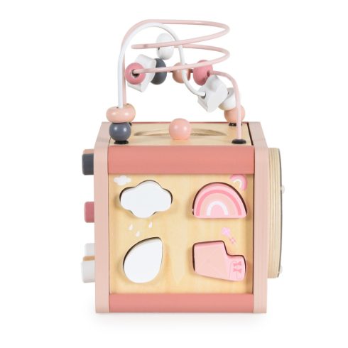 Moni Toys  fa activity kocka xilofonnal, drót pályával - rózsaszín 