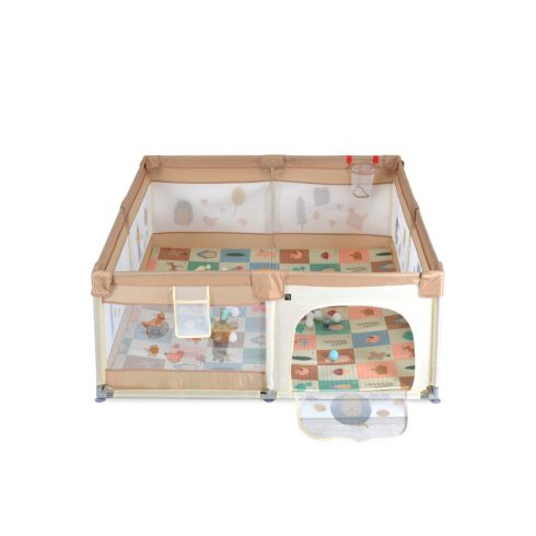 Moni Game Zone összecsukható járóka szőnyeggel, 60 labdával 120x120cm - Bézs