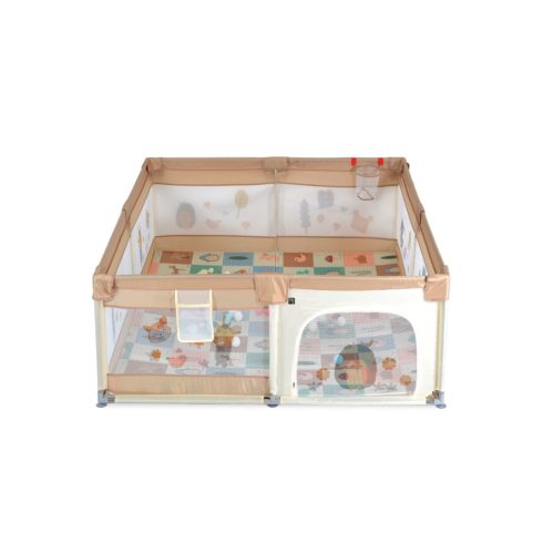 Moni Game Zone összecsukható járóka szőnyeggel, 60 labdával 120x120cm - Bézs