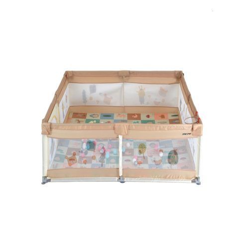 Moni Game Zone összecsukható járóka szőnyeggel, 60 labdával 120x120cm - Bézs