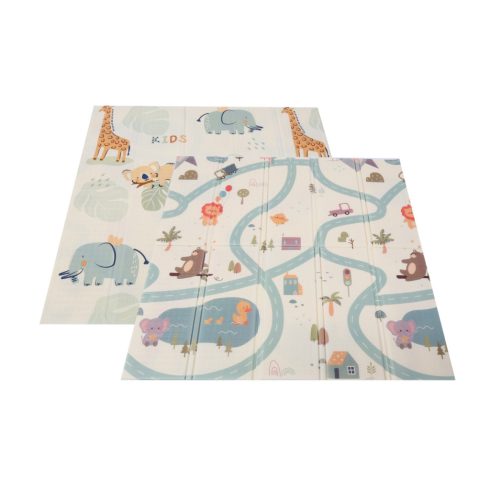 Moni Game Zone összecsukható járóka szőnyeggel, 60 labdával 120x120cm - Szürke