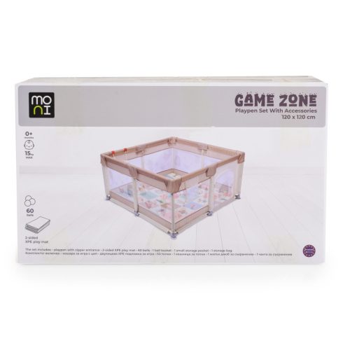 Moni Game Zone összecsukható járóka szőnyeggel, 60 labdával 150x200cm - Menta