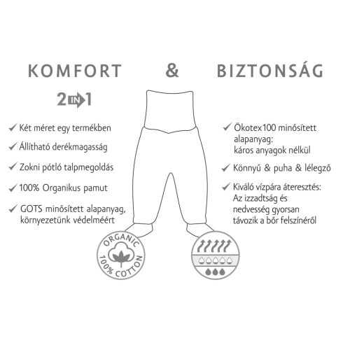 Kenguru Gold Organikus Pamut Nadrág (56-62) ekrü maci mintával