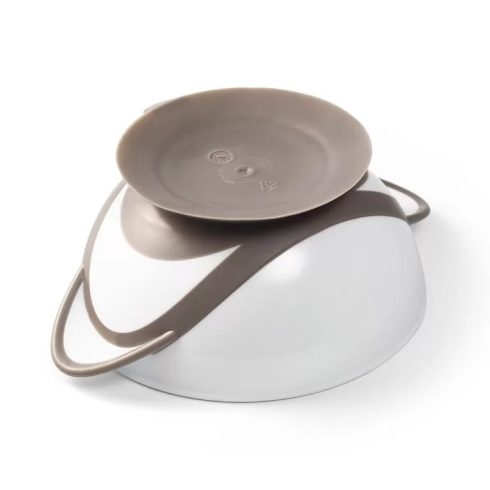 BabyOno tapadós fedeles tányér kanállal - szürke