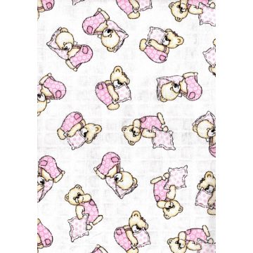   Baby Bruin nyomott mintás textil pelenka, 2db - rózsaszín párnás maci