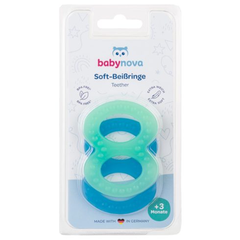 Baby-Nova 8-as rágóka 2 db-os - kék/zöld