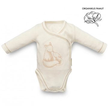   Kenguru Gold Átlapolt csecsemő kombidressz (56-62) ekrü róka mintával