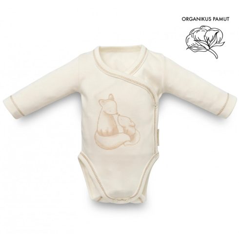 Kenguru Gold Átlapolt csecsemő kombidressz (56-62) ekrü róka mintával