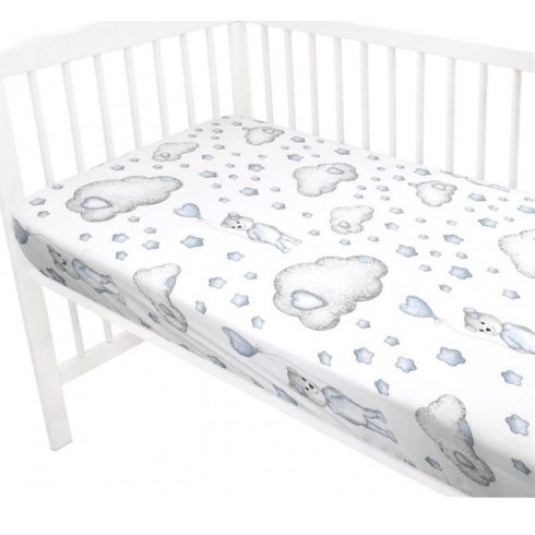 Baby Shop pamut,gumis lepedő 60*120 cm - Csillagos maci kék