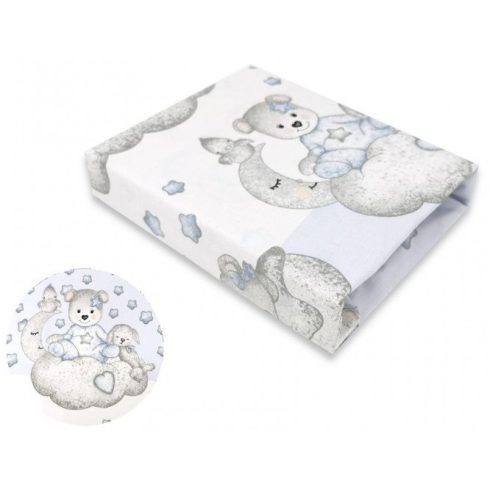 Baby Shop pamut,gumis lepedő 60*120 cm - Csillagos maci kék