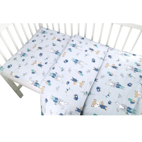 Baby Shop ágynemű huzat 90*120cm - kék róka és nyuszi 