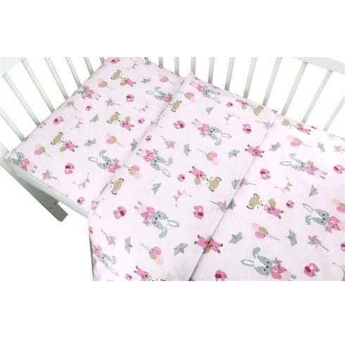 Baby Shop ágynemű huzat 90*120cm - rózsaszín róka és nyuszi