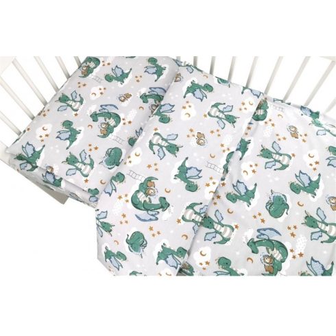 Baby Shop ágynemű huzat 90*120cm - szürke/zöld sárkány 