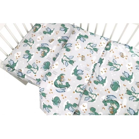 Baby Shop 2 részes babaágynemű - szürke/zöld sárkány 