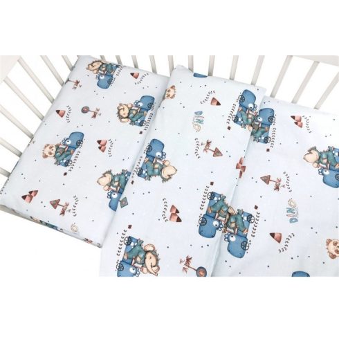 Baby Shop ágynemű huzat 100*135 cm - Kék Dinó Autó 
